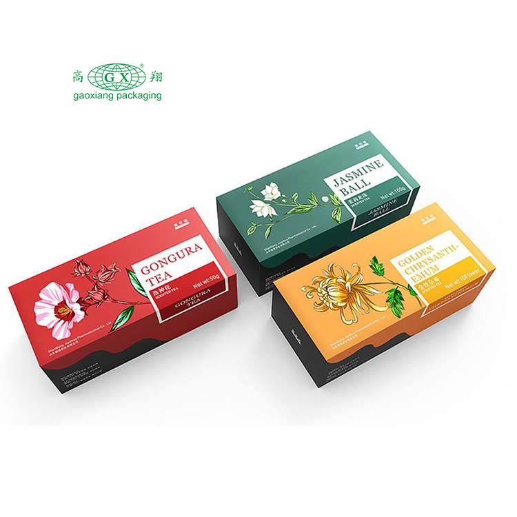 Kotak pembungkusan teh wangi kertas beraroma pelbagai warna jenis flip kreatif untuk produk kesihatan